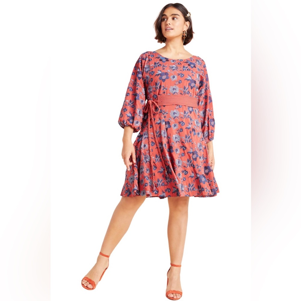 Anthropologie Juniper Embroidered Swing Dress